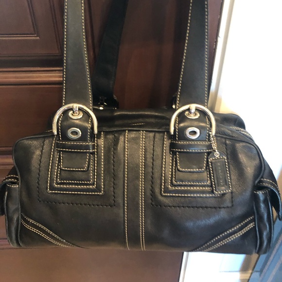 COACH BLACK LEATHER SATCHEL PREOWNED Great Beautiful Condition! - Picture 4 of 16